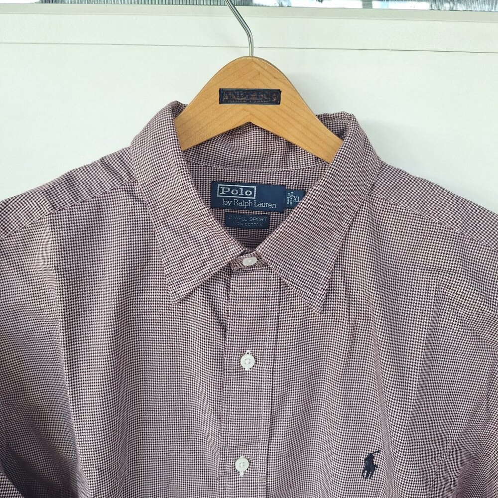 Vintage Ralph Lauren Button Down Red/White Checkered Men XL Long Sleeve Shirt - Picture 5 of 11